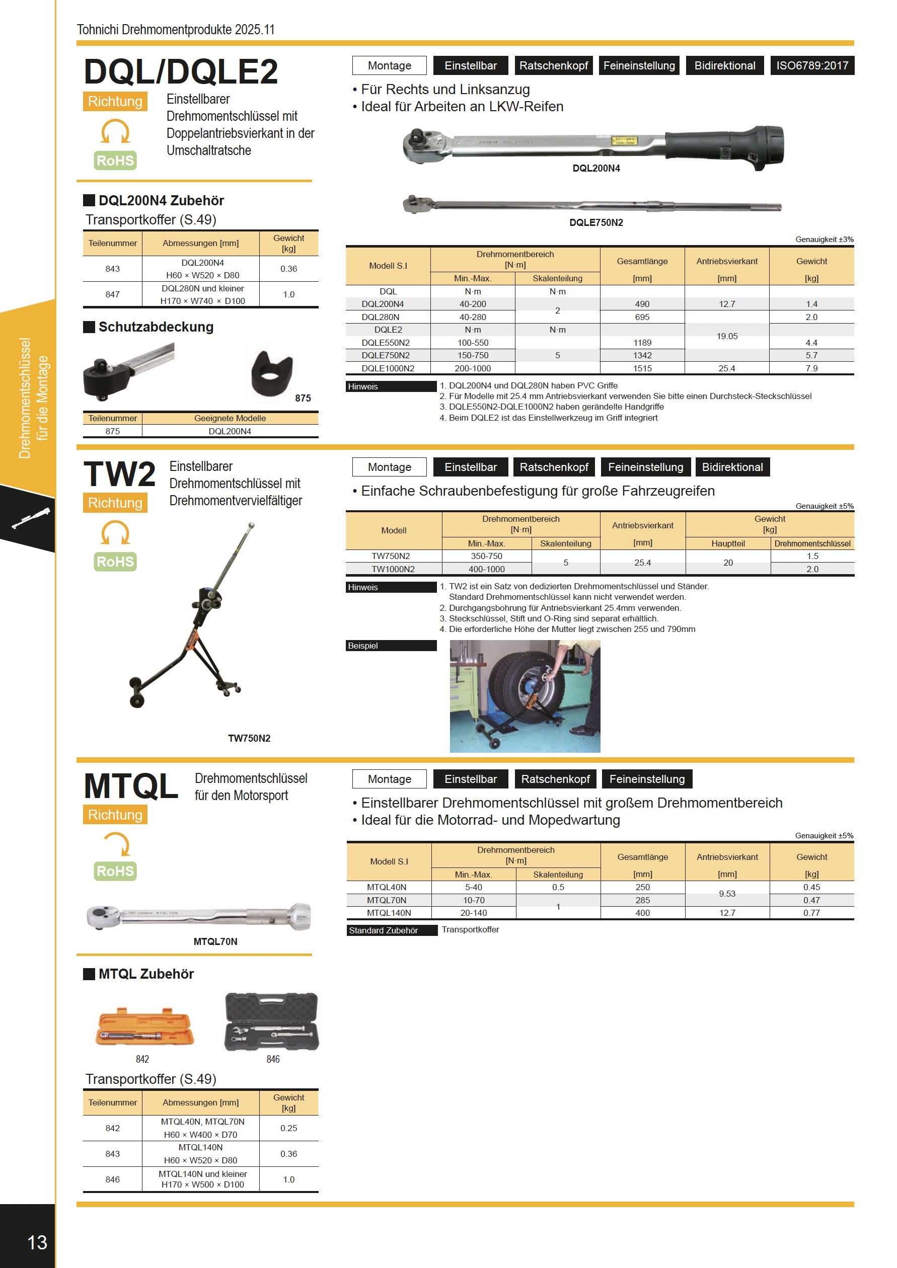 Tohnichi DQL / DQLE2 / TW2 / MTQL